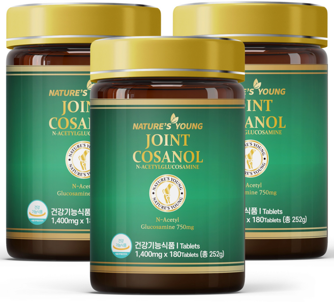 호주 네이쳐스영 초록입홍합 조인트코사놀 90000 글루코사민, 3개, 180정