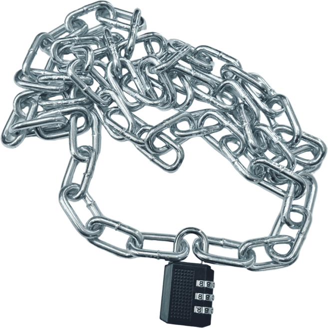 제이제이펫 체인자물쇠 1.5M 자전거 오토바이 잠금장치 세트 번호 쇠사슬 자물쇠, 1개, 실버