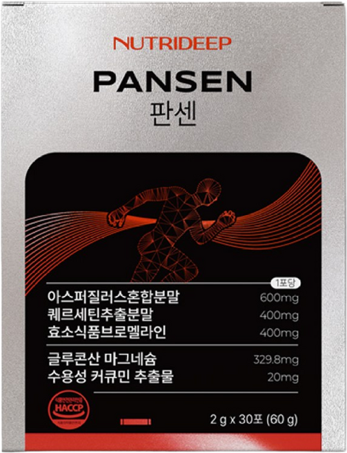 판센 브로멜라인 퀘르세틴 마그네슘 액티브포스 전신 효소 30포, 1박스, 60g