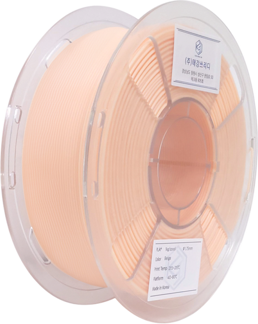 고품질 국산 PLA+필라멘트 1kg/1.75mm 3D프린팅 펜재료 뱀부랩호환, 베이지