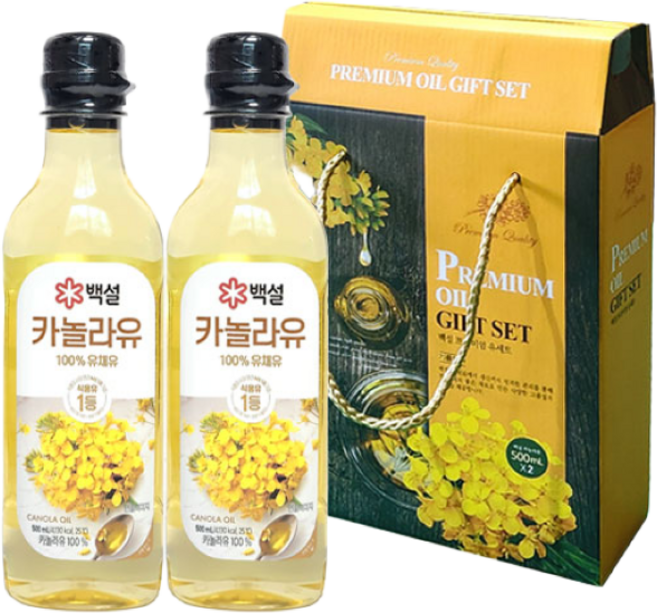 백설 카놀라유 선물세트 500ml 2개입 / 설 추석 명절선물 답례품(소비기한 2027년01월), 2개, 1L