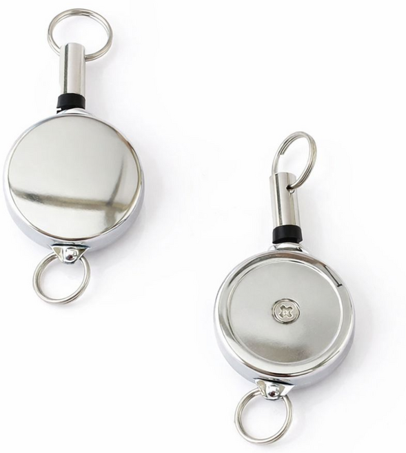 도난 분실 방지 스마트 키홀더 자동 릴홀더 와이어 키링 고리, 1개, 실버