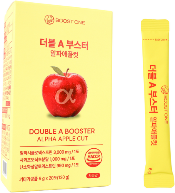 알파CD 애사비 알파애플컷 고함량 알파시클로덱스트린 효능 식약청인증, 1박스, 20회분