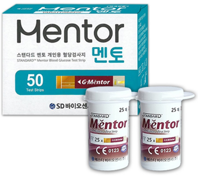 스탠다드 멘토 혈당 당뇨 시험지 검사지 혈당지 채혈 체크지 50T 멀티 비타민 증정, 2개, 25매