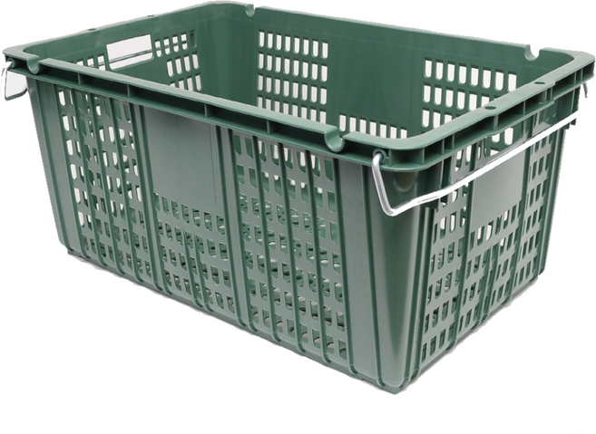 무빙팩 플라스틱 이사짐바구니 이사바구니 농수산물 운반상자 과일상자 철고리 있는 상자, 그린, 2개