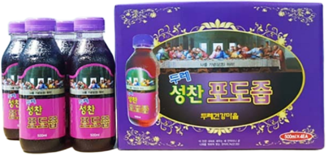 성찬용 포도즙 무알콜 (4병입) 500ml X 4EA 유통기한넉넉한제품, 4개, 4개, 포도주