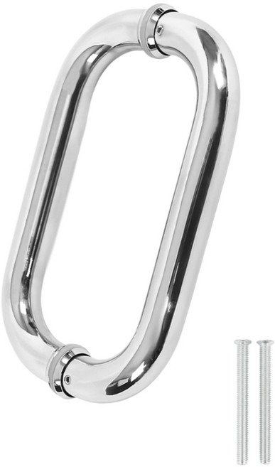 철물이네 강화도어 손잡이 200mm 스텐 원형 25파이 유리문, 실버유광, 1개