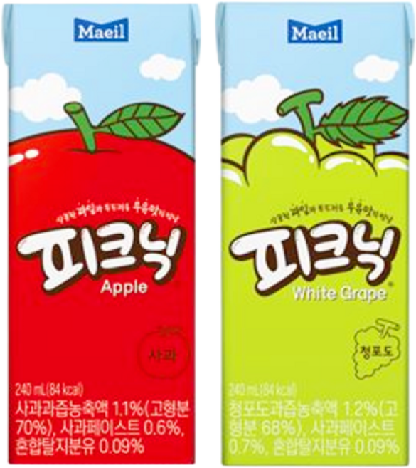 매일유업 피크닉 사과 + 청포도, 1세트, 240ml