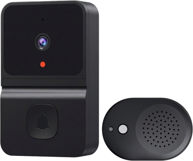 Havos 무선설치 현관인터폰 비디오초인종 앱원격확인 고화질야간촬영 모션감지, 검은색