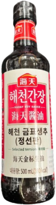 [수연중국식품] 중국간장 해천간장 금표 생추간장, 500ml, 1개