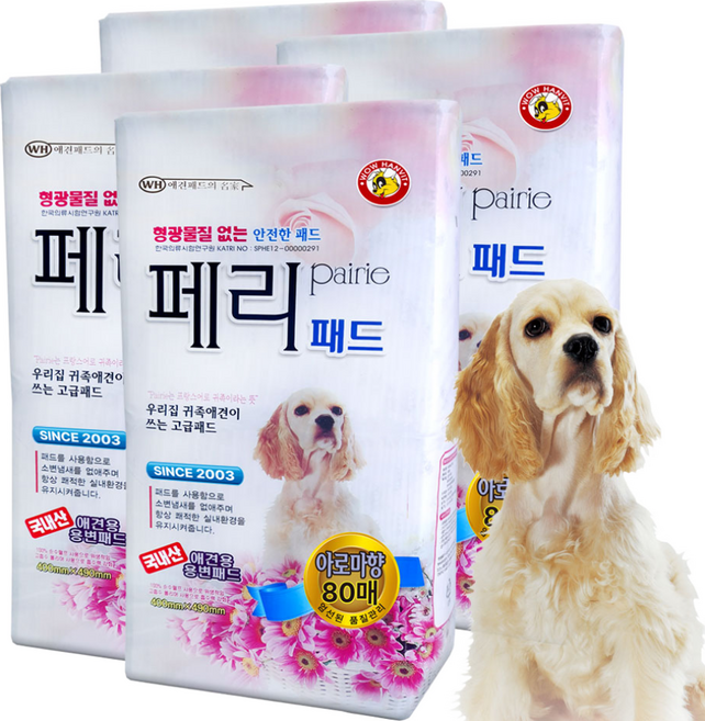 와우한빛 강아지 페리 배변패드 아로마향 50매, 80개입, 4개
