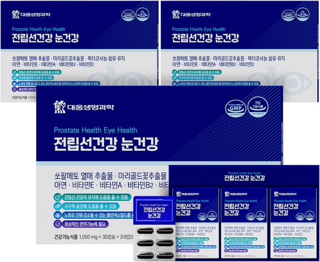 대웅 전립선건강 눈건강 쏘팔메토 옥타코사놀 루테인, 3개, 90정