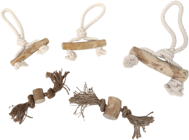 울리올리 강아지 로프 우드 스틱, 코튼 로프, 1개