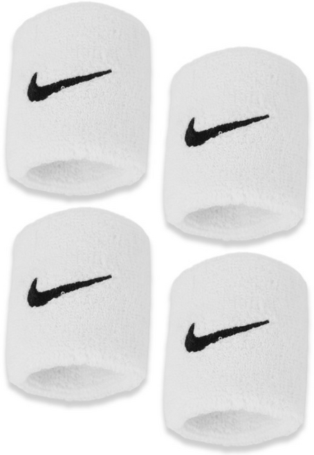 나이키 스우시 클래식 손목밴드, 화이트+화이트, 4개