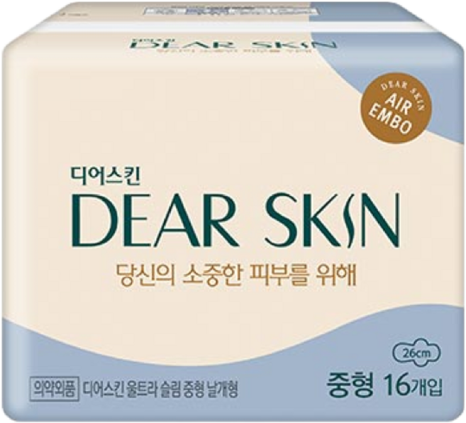 디어스킨 에어엠보 울트라 슬림 생리대 날개형, 중형, 16개입, 10개