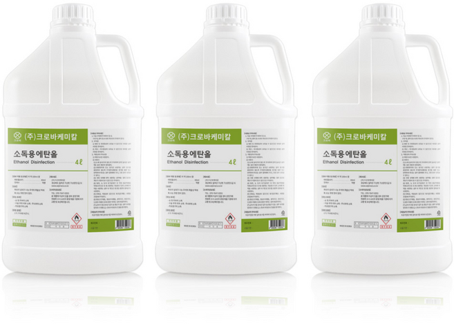 크로바 소독용에탄올 83% 4L 소독용알콜 의약외품, 3개