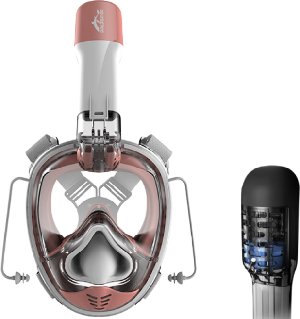 듀얼브레서 3세대 프리다이빙 V3 스노쿨링 마스크, PINK