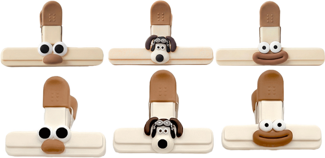 캐릭터 다용도 과자 봉지 클립 집게, 1세트, 3종 혼합 대형3P+소형3P