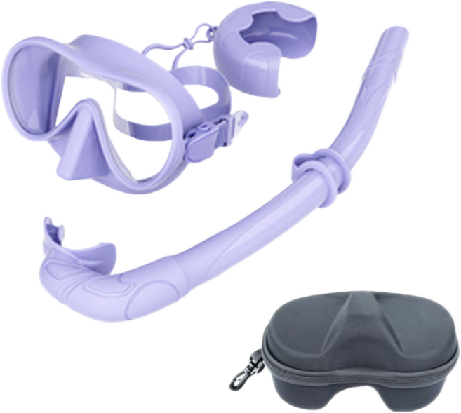 팝키즈 어린이&주니어 롤링 스노쿨링 마스크 세트, 퍼플, 1개