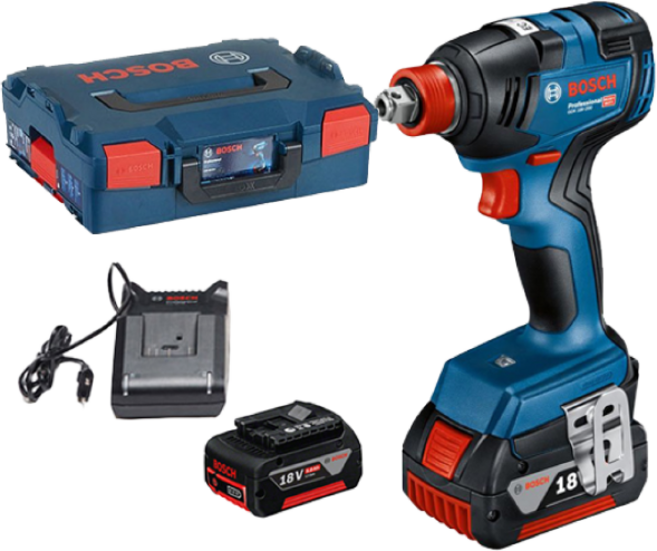 보쉬 GDX18V-200 충전 임팩트 렌치 드라이버 18V 5.0Ah*2개 브러쉬리스 드라이버+렌치 겸용, 1세트