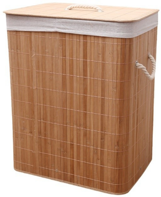 케이트가든 대나무 원목 빨래 바구니 중 원형 사각 바스켓, 사각_중(40x30x50)