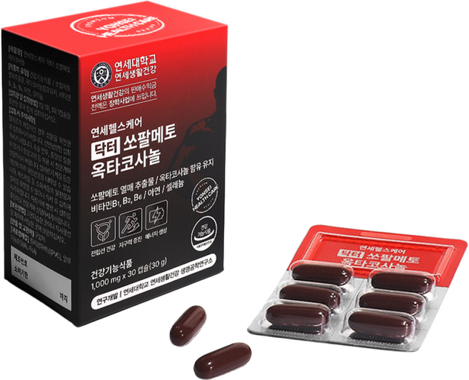 [K리그 1등 축구선수 후원제품]남자종합영양제 닥터 쏘팔메토 옥타코사놀 전립선 건강 활력 1개월분, 30정, 6개