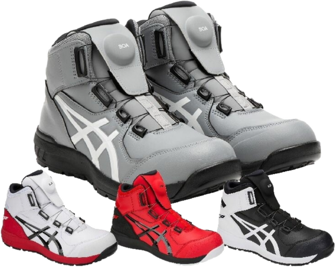 아식스 CP304 보아 남성용 안전화 하이컷, 화이트블랙