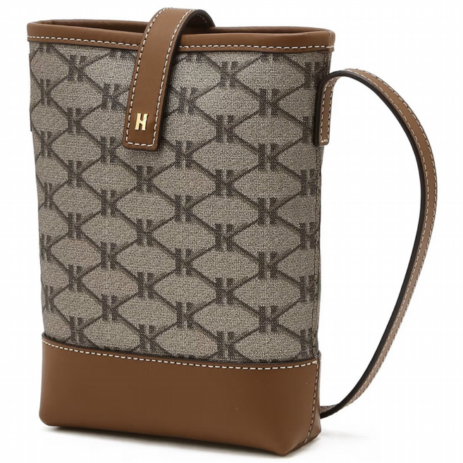 헤지스 여성 로고패턴 가죽 크로스백 핸드폰가방