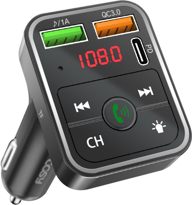 COSY 차량용 블루투스 핸즈프리 카팩 시거잭 고속 충전기 카오디오 리시버, FM방식, 블랙