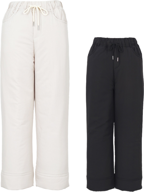 [김영주골프] 겨울 일자핏 패디드팬츠 9부 밴딩 여성 세미와이드 패딩바지 DPWLPT43