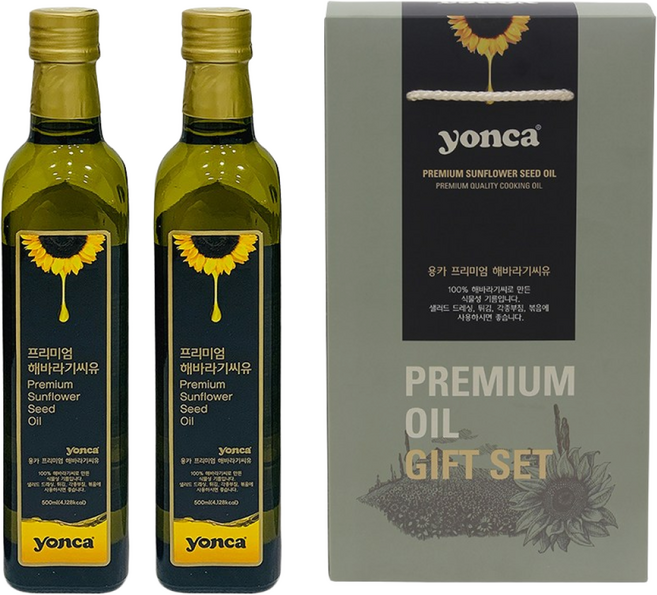 용카 프리미엄 해바라기씨유 500ml 2병 선물박스 포장 식용유 세트 명절선물, 2개