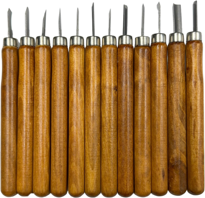 기드온 12PC 조각칼 세트 조각도 판화 목공예 미술용 우드카빙, 1개