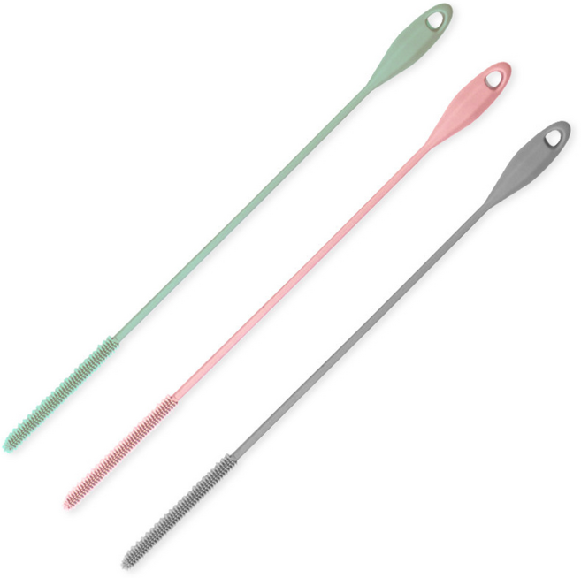 하이비 100%국내제조 다용도 실리콘 빨대세척솔 3개(색상혼합) 텀블러솔 주방솔 빨대솔, 1세트, 실리콘 빨대세척솔3개-색상혼합