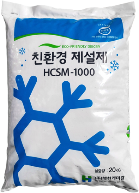 친환경 염화칼슘 제설제 빙판 도로 눈길 제습제, 1개, 20kg
