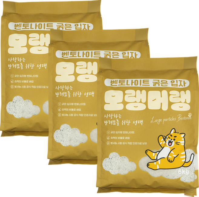 펫라벨 모랭머랭 벤토 굵은입자 대용량 고양이모래 18 kg (6 kg x 3ea), 무향, 3개, 6kg
