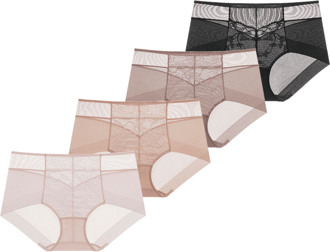 [4장]오모떼 스킨 맥시 보정 여성 순면 100% 편한 노라인 햄 팬티 4종세트(라이트스킨+스킨+태닝스킨+블랙)