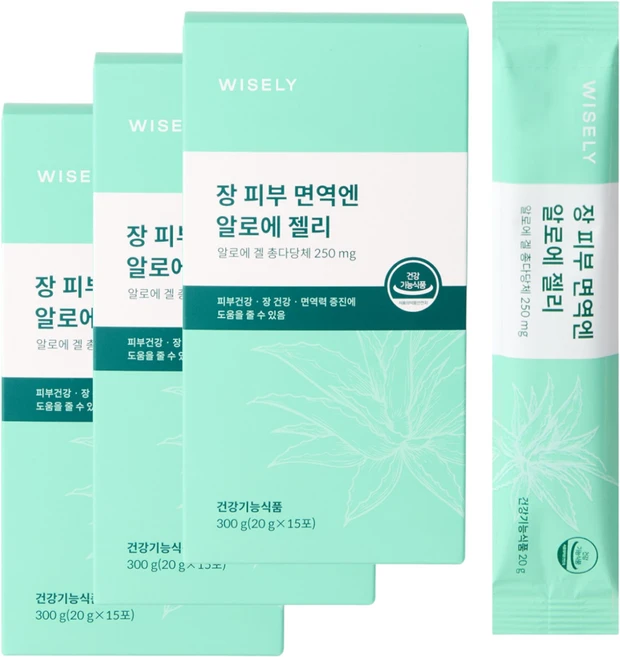와이즐리 장 피부 면역엔 알로에 젤리, 3박스, 300g - 쿠팡