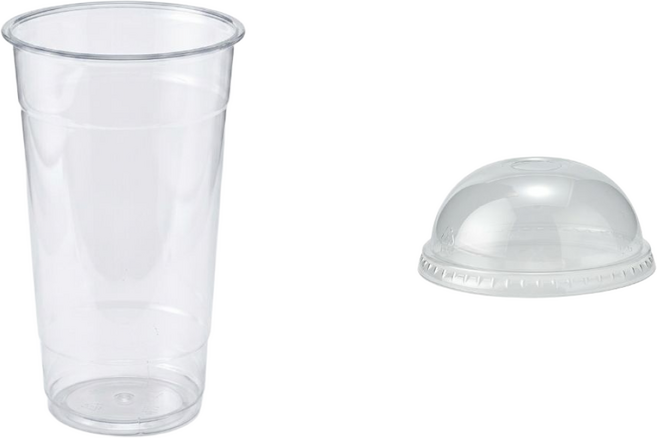 32온스 아이스컵+돔뚜껑 500개입 세트 960ml PET 107파이 투명 테이크아웃 1리터 프리미엄형, 1개, 100세트