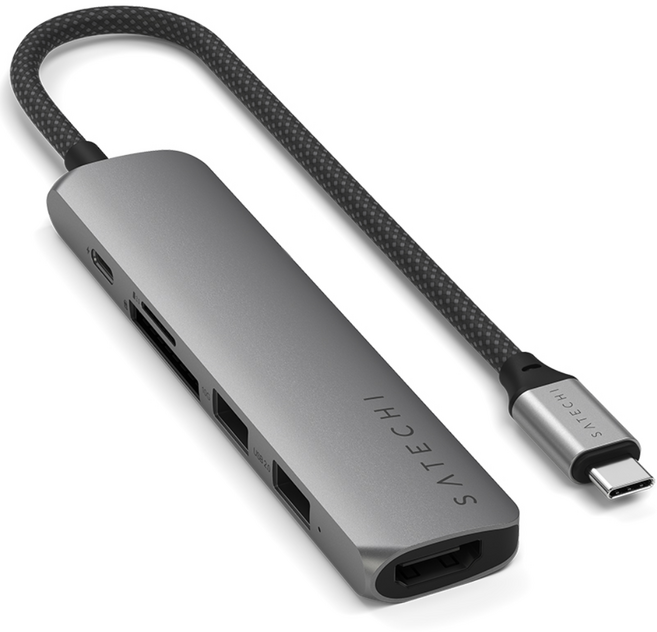 사테치 C타입 6in1 알루미늄 초슬림 멀티 허브 10Gbps, 1개