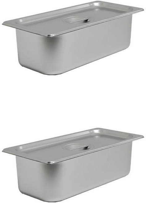 STS304 스텐밧드 업소용 주방용 반찬 스텐용기, 2세트, 하부+뚜껑