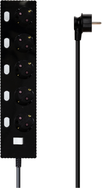 파워존 자동소화 4000W 고용량 웨이브 개별스위치 과부하차단 5구 멀티탭 50cm 1.5m 3m 5m 7m, 자동소화 개별스위치 5구 3m 블랙, 1개