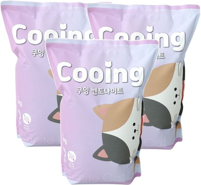 먼지없는 고양이모래 쿠잉 벤토나이트 오리지널 무향 6kg 1팩 3팩
