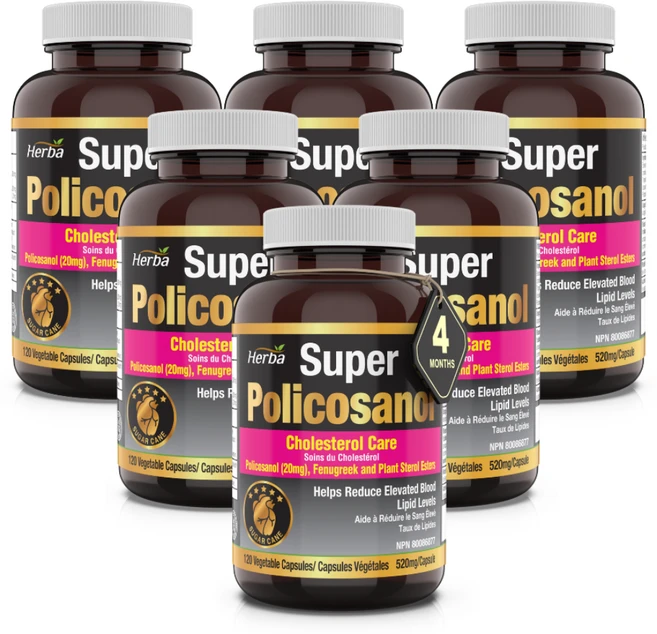 폴리코사놀 20mg 120식물성캡슐 옥타코사놀 62.56%함유 슈퍼 Policosanol 허바 캐나다, 6개, 120정 - 쿠팡