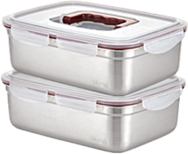 [수Lock] 수락 원핸들 스테인리스 밀폐용기 김치통, 2개, 2.8L