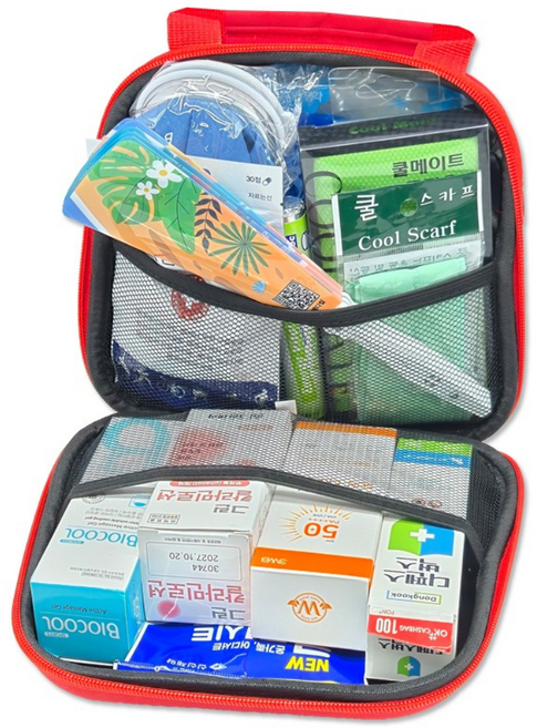 폭염 예방 응급키트 14종 구성 무더위 여름 대비 폭염 응급 키트 비상 가방, 1개