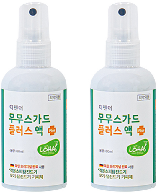 진드기 디펜더 무무스가드플러스 액 모기기피제, 2개, 80ml