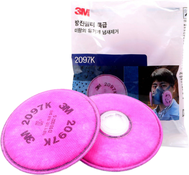 INVEN* 인벤 고급 ( 6200 마스크 )( 6003k 2097k 필터 ) 방진 방독 방역 황사 미세먼지 양구형 교체형 @안전2중포장@, 분홍, 1세트, 방진 2097k필터 1봉