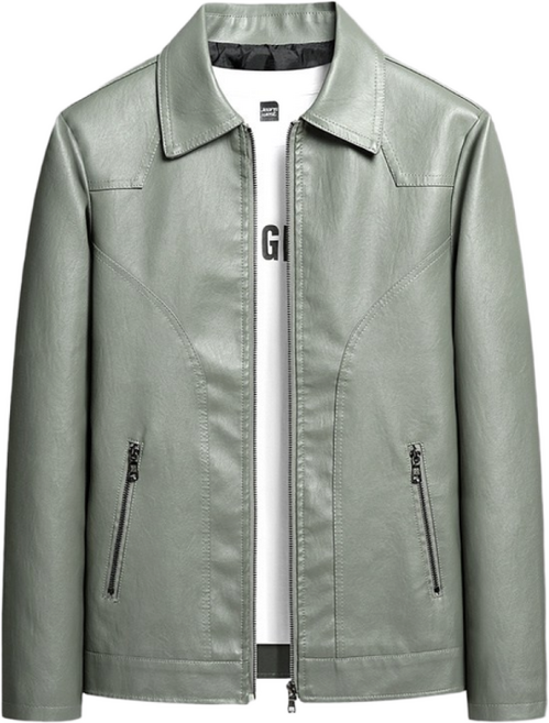 남성 인조가죽 자켓 카라 집업 심플 레더자켓 데일리 캐주얼 봄가을 아우터