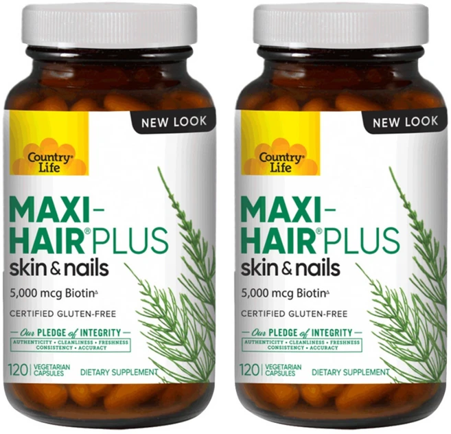 컨트리라이프 맥시헤어 플러스 비오틴 5000mcg 120캡슐 2개, 120정 - 쿠팡