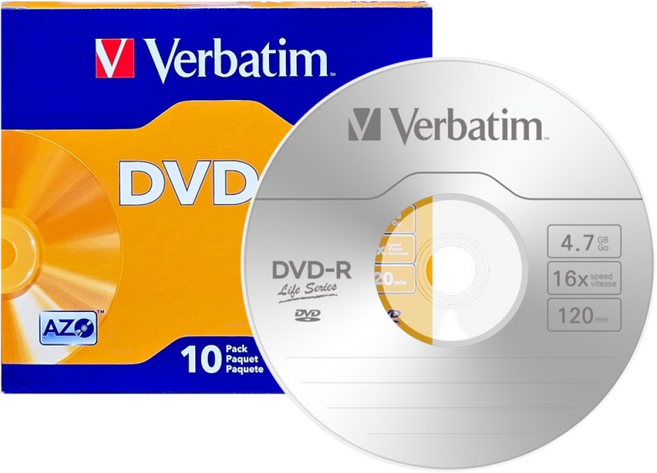 버바팀 DVD-R 1P SLIM 4.7GB 16배속 10장 공디스크, 1팩, [슬림케이스/10장]